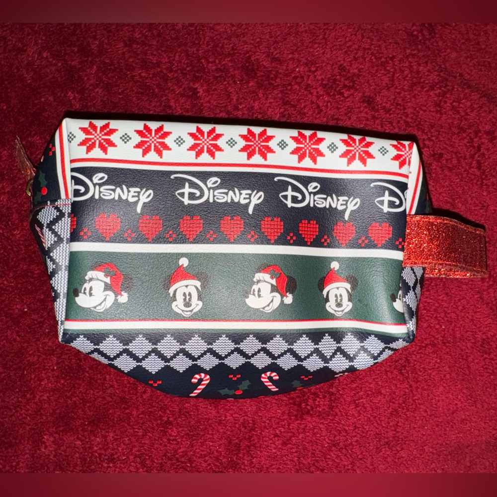DISNEY MICKEY MOUSE CHRISTMAS HOLIDAY COSMETICS ZIPPER BAG